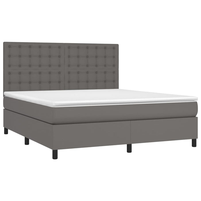 Pat box spring cu saltea, gri, 180x200 cm, piele ecologică - WALTI WALTI