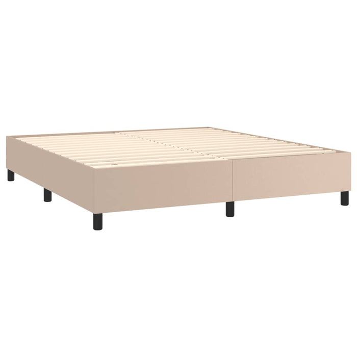 Pat box spring cu saltea, cappuccino, 180x200cm piele ecologică WALTI