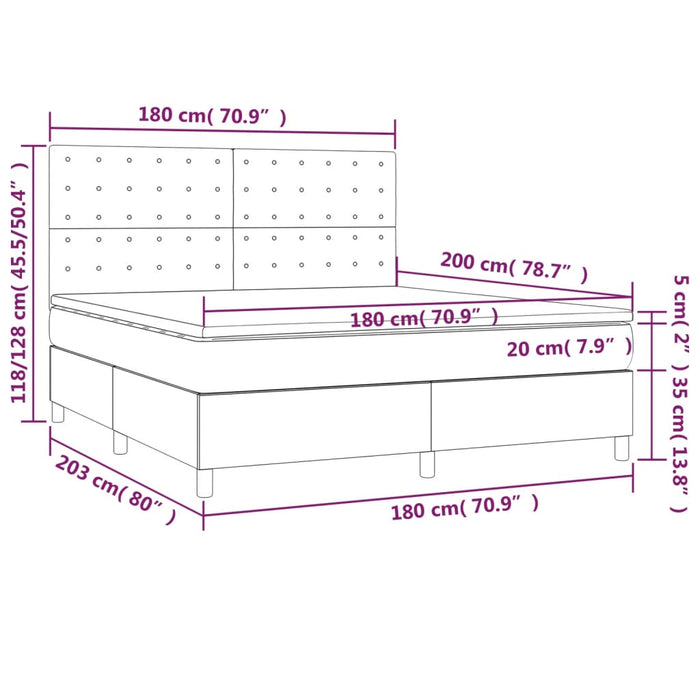 Pat box spring cu saltea, cappuccino, 180x200cm piele ecologică WALTI