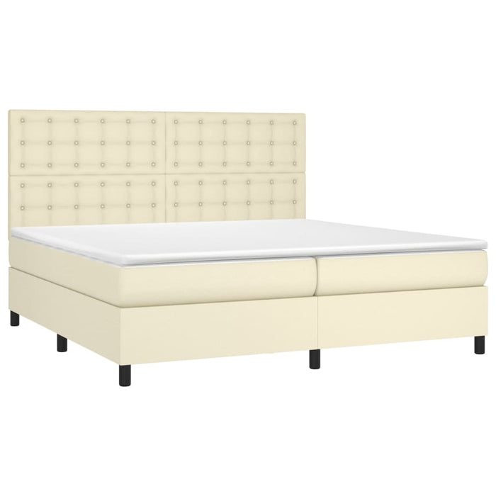 Pat continental cu saltea, crem, 200x200 cm, piele ecologică - WALTI WALTI