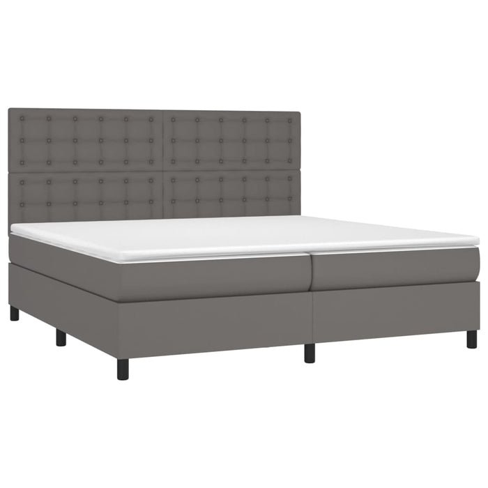 Pat box spring cu saltea, gri, 200x200 cm, piele ecologică - WALTI WALTI