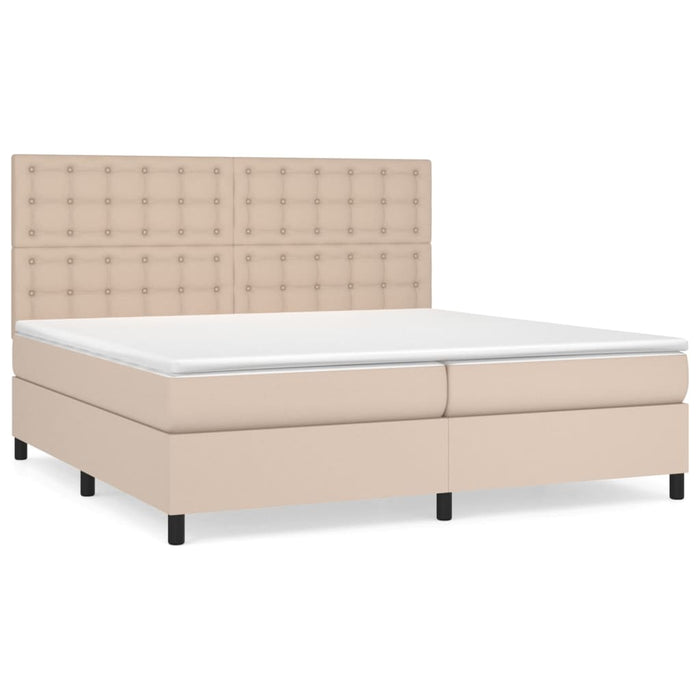 Pat continental cu saltea, cappuccino, 200x200 cm, piele eco WALTI