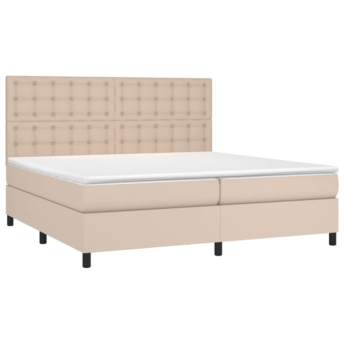 Pat continental cu saltea, cappuccino, 200x200 cm, piele eco WALTI