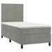 Pat box spring cu saltea, gri deschis, 80x200 cm, catifea - WALTI WALTI