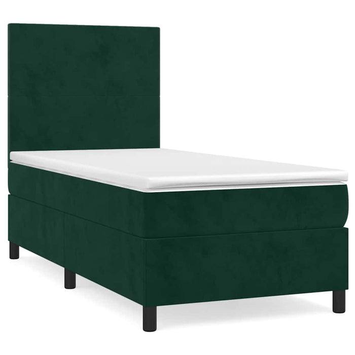 Pat box spring cu saltea, verde închis, 80x200 cm, catifea - WALTI WALTI