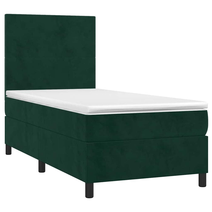 Pat box spring cu saltea, verde închis, 80x200 cm, catifea - WALTI WALTI