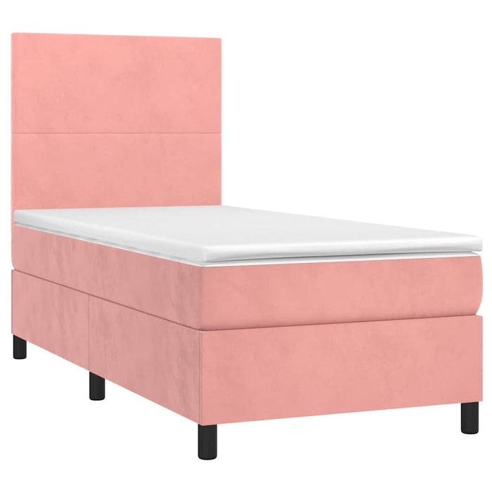 Pat box spring cu saltea, roz, 80x200 cm, catifea - WALTI WALTI