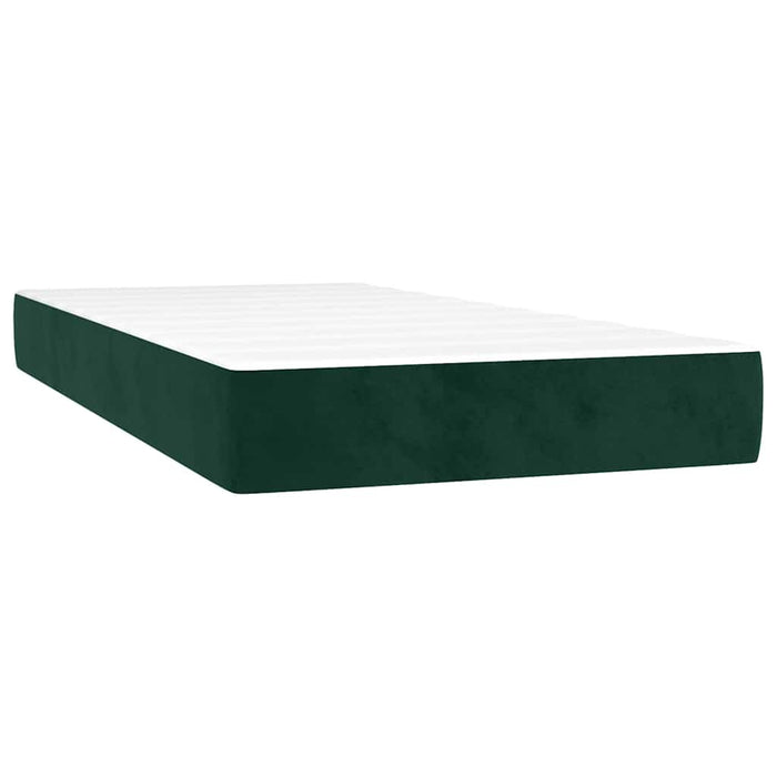 Pat box spring cu saltea, verde închis, 90x190 cm, catifea WALTI