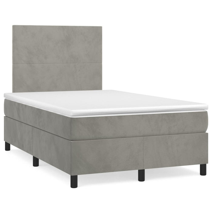 Pat box spring cu saltea, gri deschis, 120x200 cm, catifea - WALTI WALTI