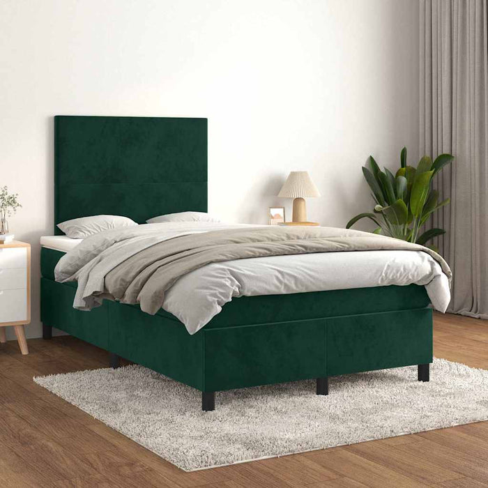 Pat box spring cu saltea, verde închis, 120x200 cm, catifea - WALTI WALTI