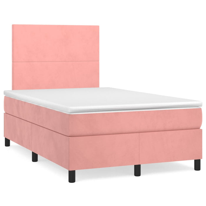 Pat box spring cu saltea, roz, 120x200 cm, catifea - WALTI WALTI