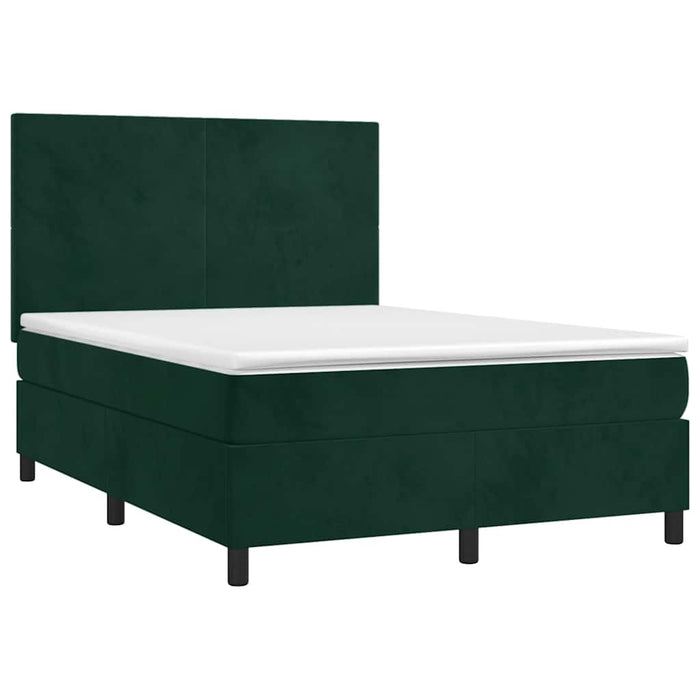 Pat box spring cu saltea, verde închis, 140x190 cm, catifea - WALTI WALTI