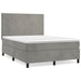 Pat box spring cu saltea, gri deschis, 140x200 cm, catifea - WALTI WALTI