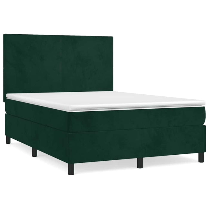 Pat box spring cu saltea, verde închis, 140x200 cm, catifea - WALTI WALTI