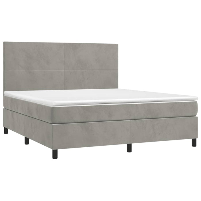 Pat box spring cu saltea, gri deschis, 160x200 cm, catifea - WALTI WALTI