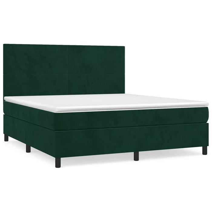 Pat box spring cu saltea, verde închis, 160x200 cm, catifea - WALTI WALTI