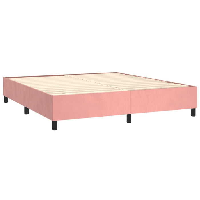 Pat box spring cu saltea, roz, 160x200 cm, catifea - WALTI WALTI