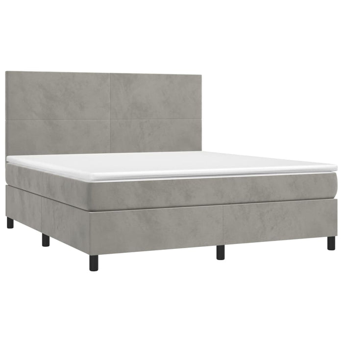 Pat box spring cu saltea, gri deschis, 180x200 cm, catifea - WALTI WALTI