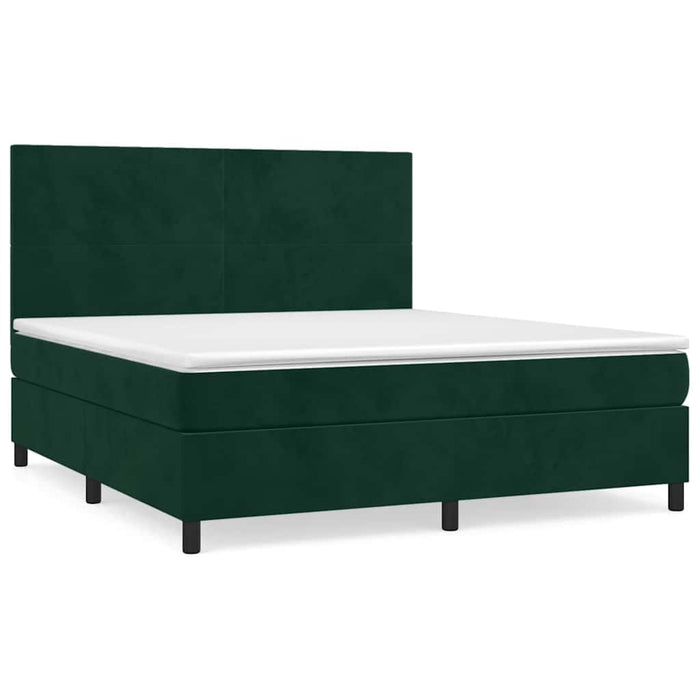 Pat box spring cu saltea, verde închis, 180x200 cm, catifea - WALTI WALTI