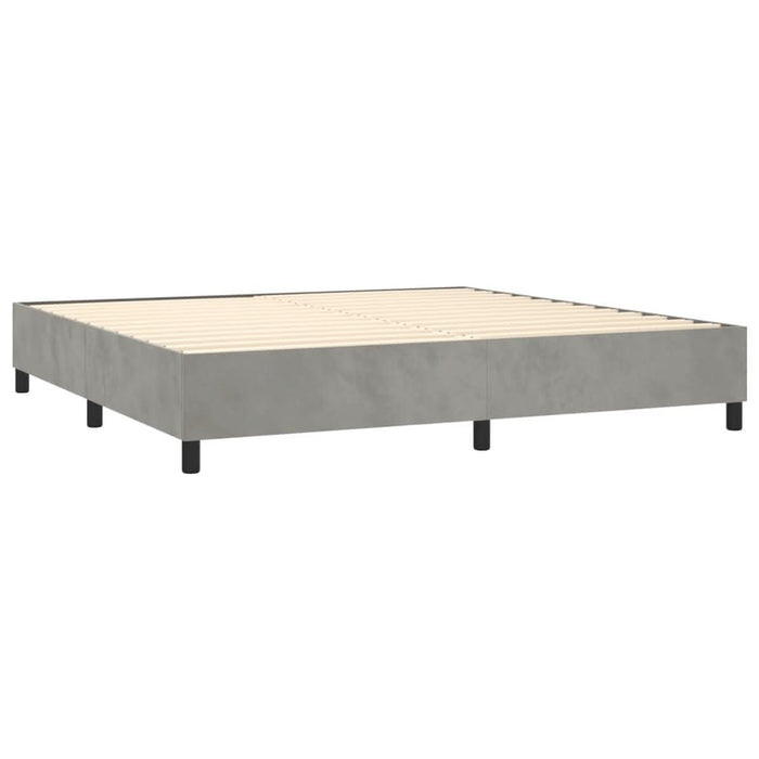 Pat box spring cu saltea, gri deschis, 200x200 cm, catifea - WALTI WALTI