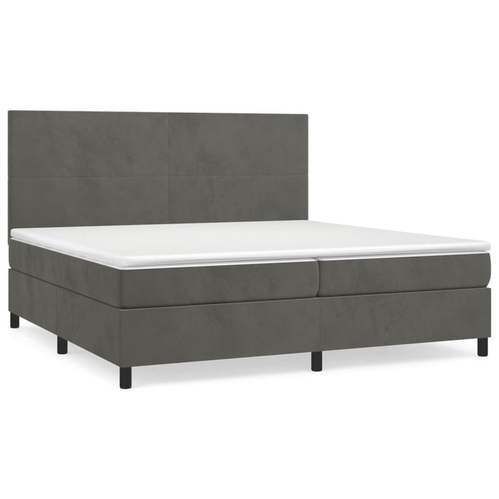 Pat box spring cu saltea, gri închis, 200x200 cm, catifea - WALTI WALTI
