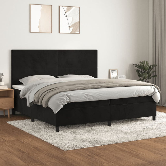 Pat box spring cu saltea, negru, 200x200 cm, catifea - WALTI WALTI