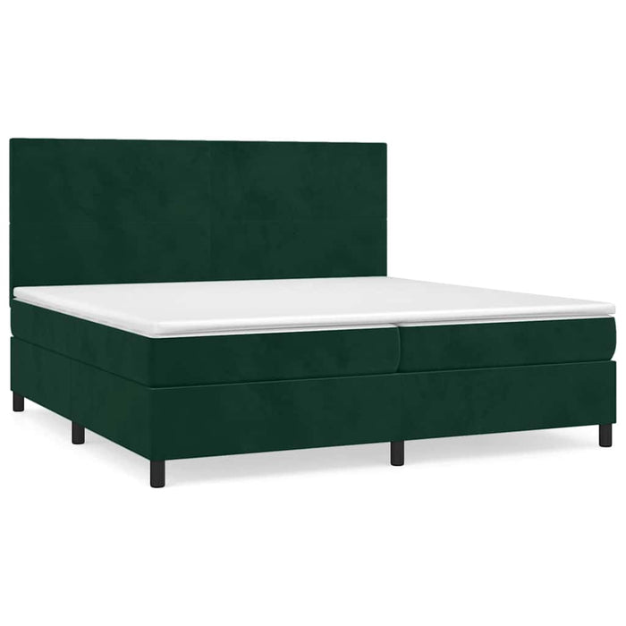 Pat box spring cu saltea, verde închis, 200x200 cm, catifea - WALTI WALTI