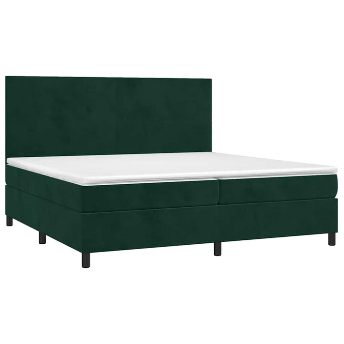 Pat box spring cu saltea, verde închis, 200x200 cm, catifea - WALTI WALTI