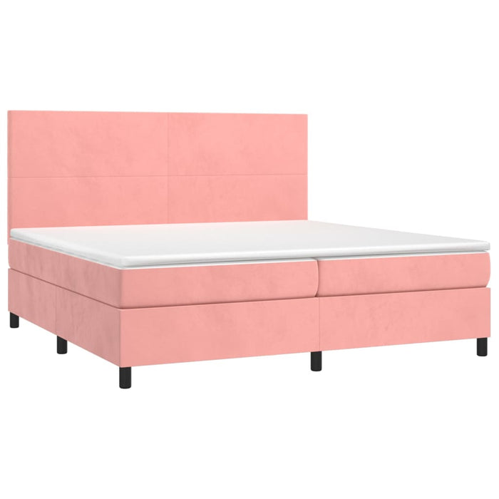 Pat box spring cu saltea, roz, 200x200 cm, catifea - WALTI WALTI