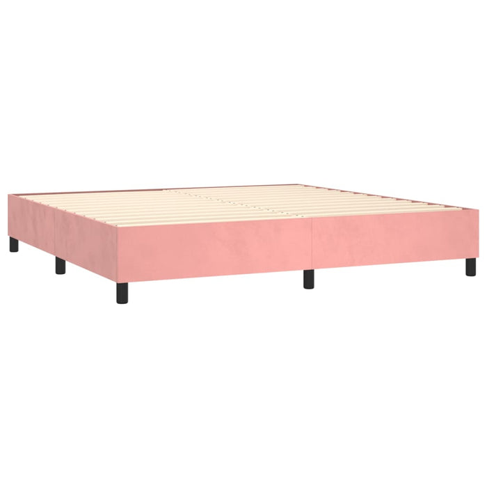Pat box spring cu saltea, roz, 200x200 cm, catifea - WALTI WALTI