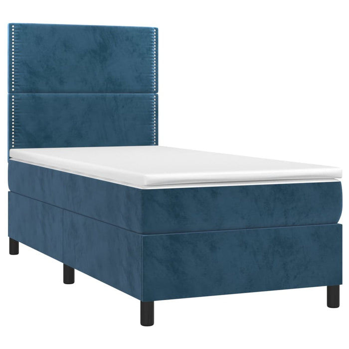 Pat box spring cu saltea, albastru închis, 80x200 cm, catifea - WALTI WALTI
