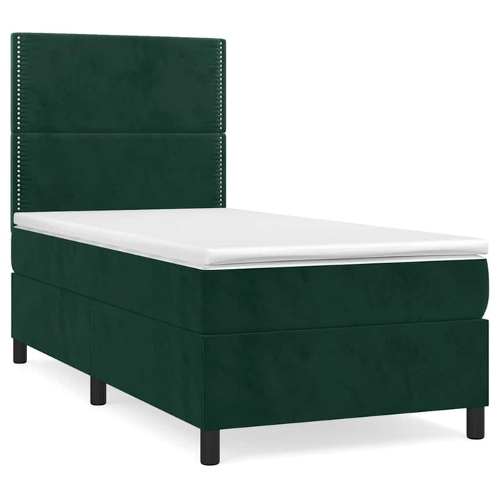 Pat box spring cu saltea, verde închis, 90x190 cm, catifea - WALTI WALTI