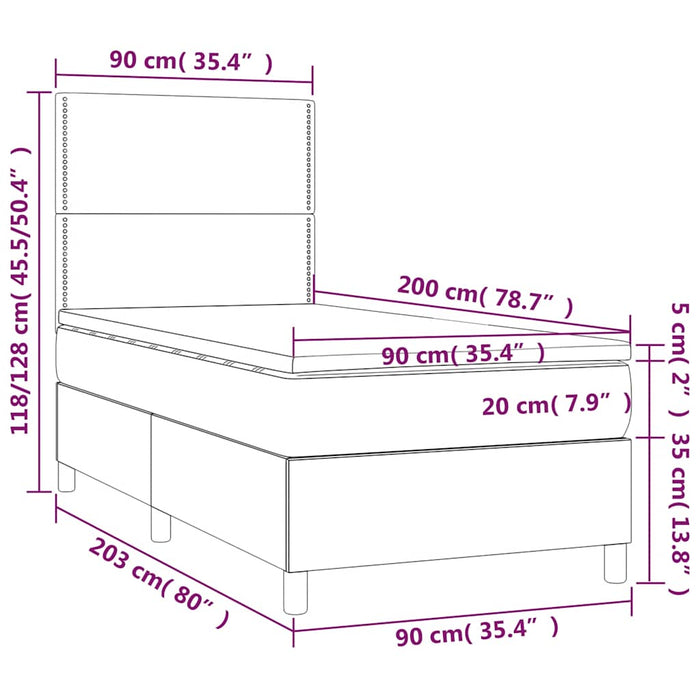 Pat box spring cu saltea, verde închis, 90x200 cm, catifea - WALTI WALTI