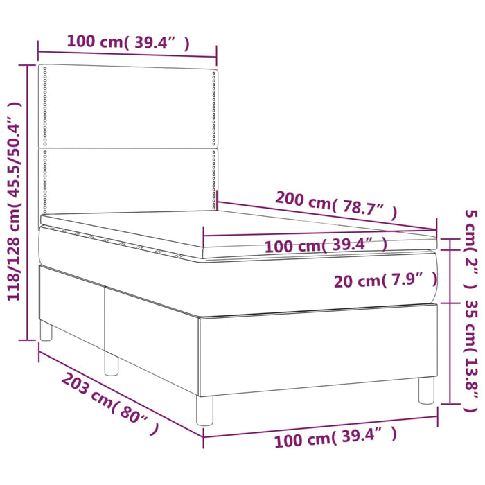 Pat box spring cu saltea, roz, 100x200 cm, catifea - WALTI WALTI