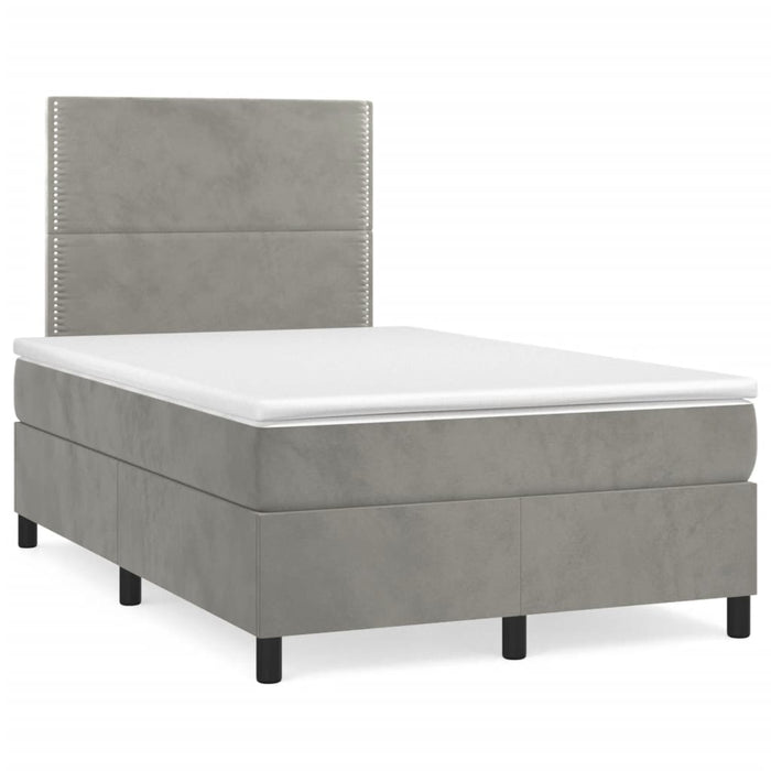 Pat box spring cu saltea, gri deschis, 120x200 cm, catifea - WALTI WALTI