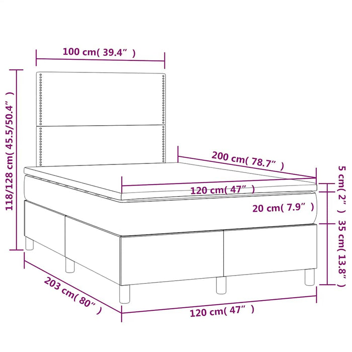 Pat box spring cu saltea, verde închis, 120x200 cm, catifea - WALTI WALTI