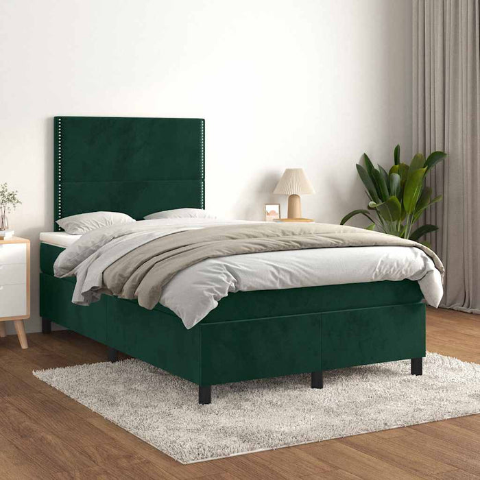 Pat box spring cu saltea, verde închis, 120x200 cm, catifea - WALTI WALTI