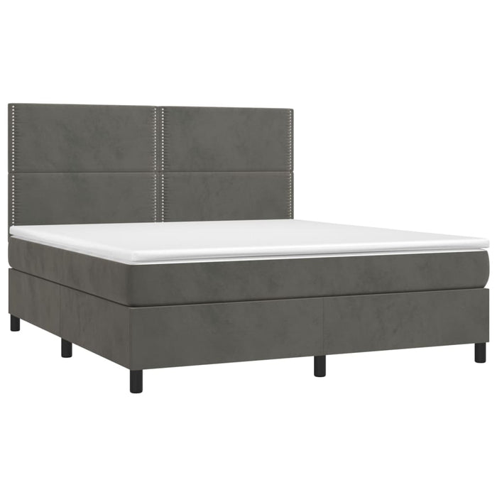 Pat box spring cu saltea, gri închis, 160x200 cm, catifea - WALTI WALTI