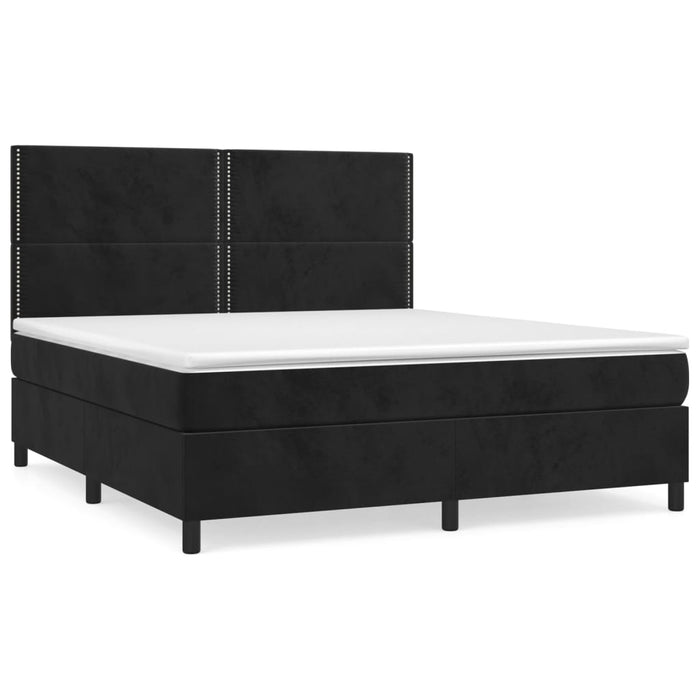 Pat box spring cu saltea, negru, 160x200 cm, catifea - WALTI WALTI