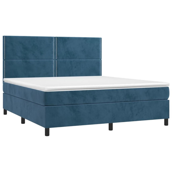 Pat box spring cu saltea, albastru închis, 160x200 cm, catifea - WALTI WALTI