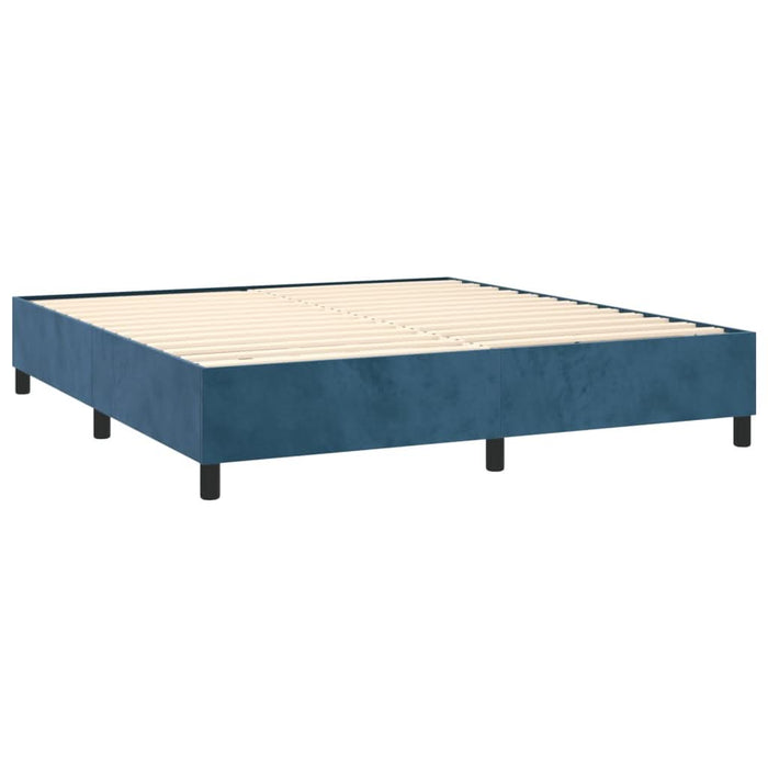 Pat box spring cu saltea, albastru închis, 160x200 cm, catifea - WALTI WALTI