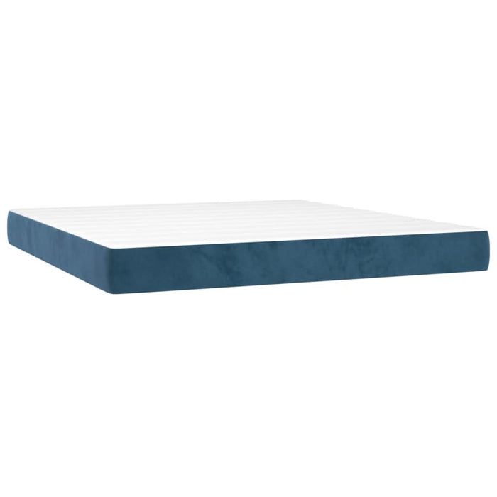 Pat box spring cu saltea, albastru închis, 160x200 cm, catifea - WALTI WALTI
