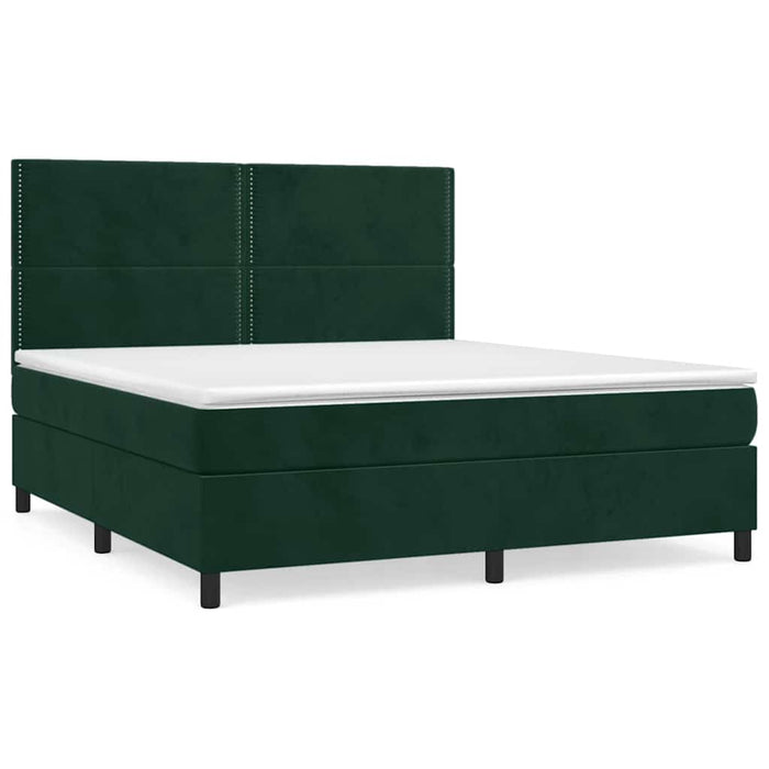 Pat box spring cu saltea, verde închis, 180x200 cm, catifea - WALTI WALTI