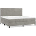 Pat box spring cu saltea, gri deschis, 200x200 cm, catifea - WALTI WALTI