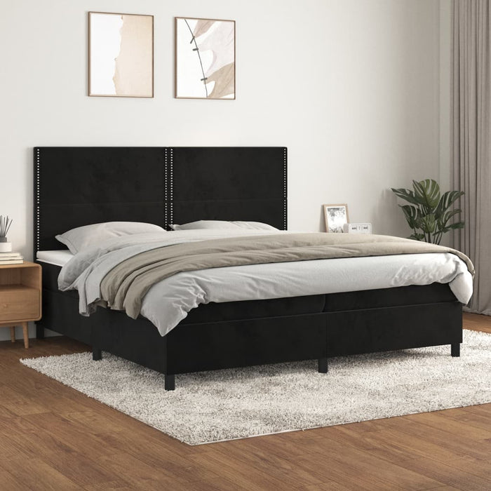 Pat box spring cu saltea, negru, 200x200 cm, catifea - WALTI WALTI