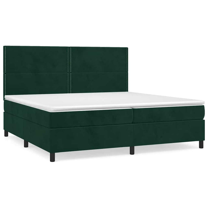 Pat box spring cu saltea, verde închis, 200x200 cm, catifea - WALTI WALTI