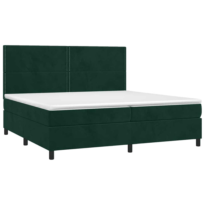 Pat box spring cu saltea, verde închis, 200x200 cm, catifea - WALTI WALTI