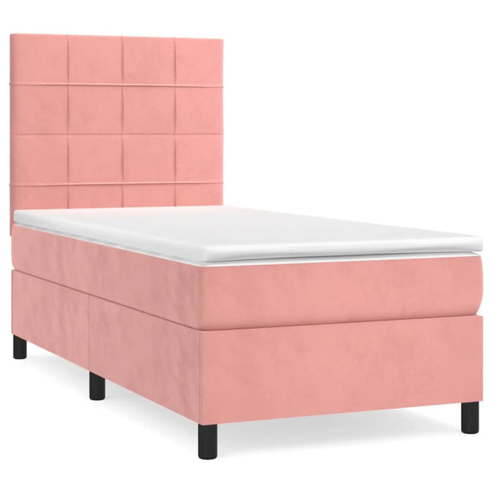Pat box spring cu saltea, roz, 80x200 cm, catifea - WALTI WALTI