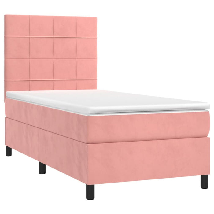 Pat box spring cu saltea, roz, 80x200 cm, catifea - WALTI WALTI