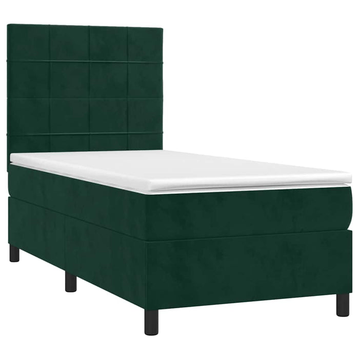 Pat box spring cu saltea, verde închis, 90x190 cm, catifea - WALTI WALTI
